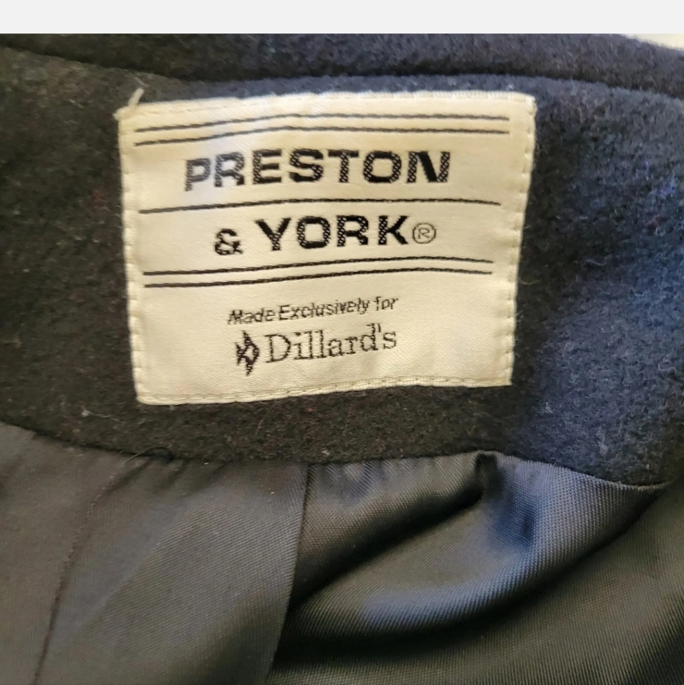 VTG Preston & York Dillards Long Wool Coat UNITE USA Black Size 10 Gold Buttons - Picture 7 of 13